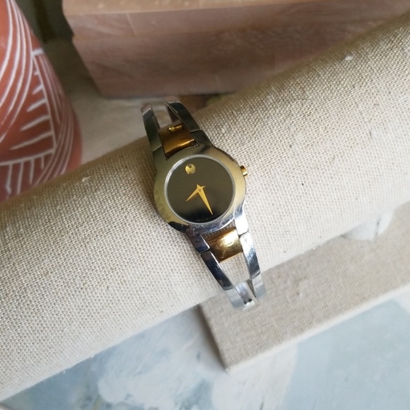 Movado Accessories - Movado Amorosa Black Dial Gold and Silver Watch